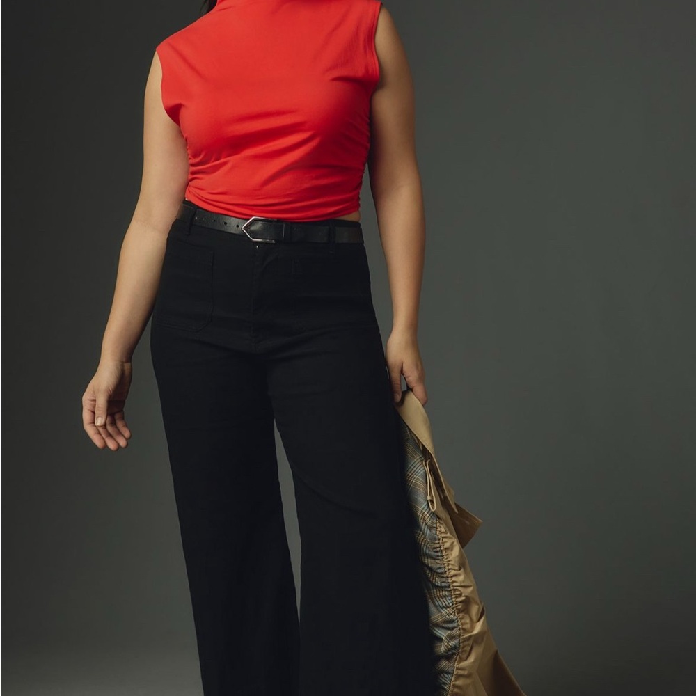 Anthropologie Colette Cropped Wide-Leg Pants - Black